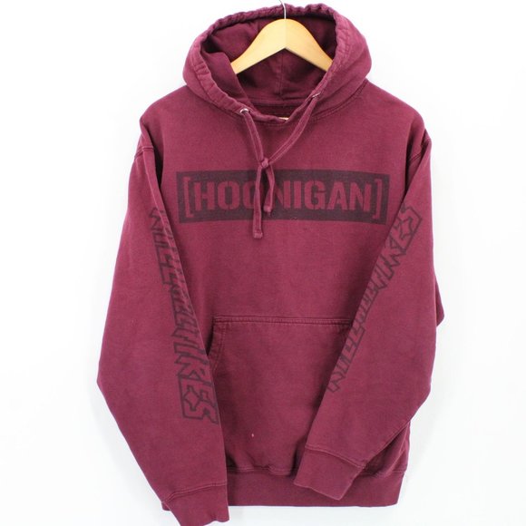 HOONIGAN Hoodie Sweatshirt Unisex Red Pullover Long Sleeve Big Graphic Medium - Picture 1 of 10
